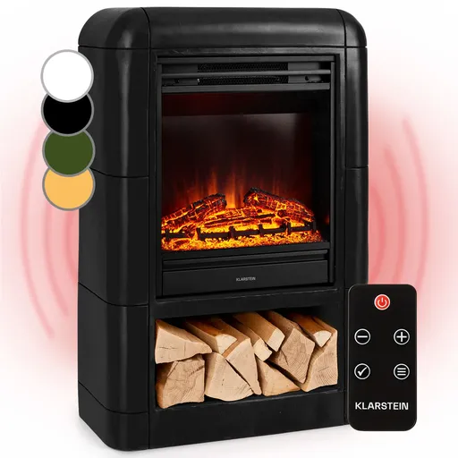 Klarstein Dukono, elektrický krb, 1800 W, LED plamen, ohřívač, časovač, prostor pro dřevo