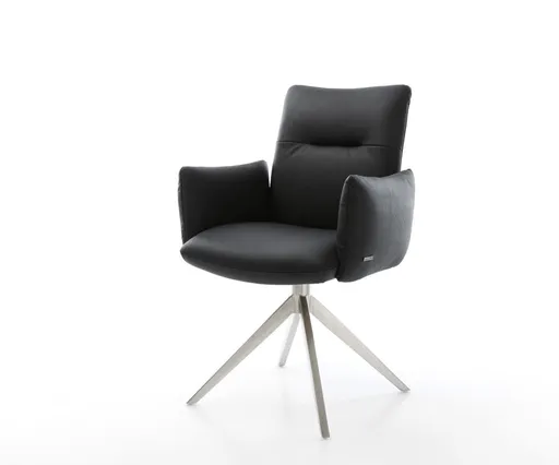 Otočná židle Jova-Flex s područkami Pravá kůže Černý křížový