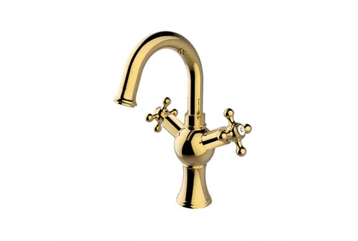 BESCO Stojánková umyvadlová baterie RETRO II Zlatá BABURIIZL