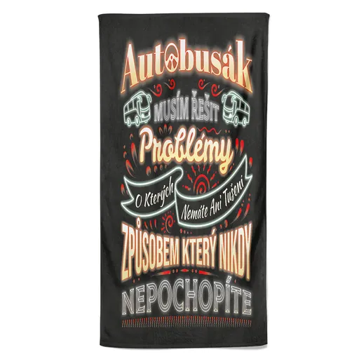 Osuška Autobusák – problémy (Velikost osušky: 100x170cm)