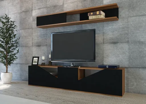 TV stěna / Sestava pod TV Taç - Walnut, Black