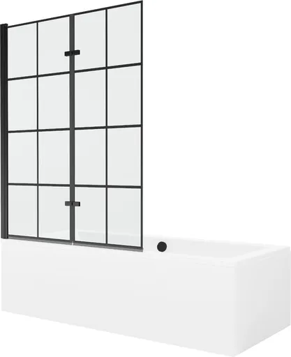 MEXEN/S Cube obdélníková vana 170 x 80 cm s panelem + vanová zástěna 120, černá vzor 550517080X9212027077