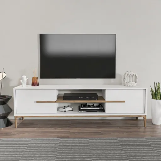TV stolek Eslem - White, Walnut