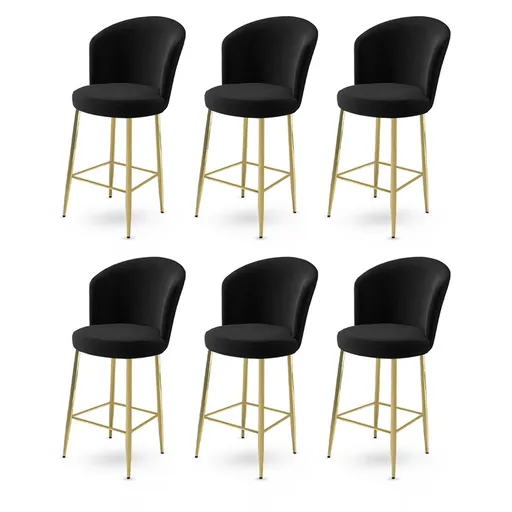 Bar Stool Set (6 Pieces) Fora - Black, Gold