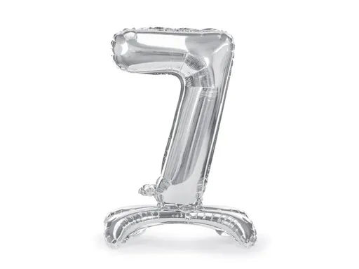 PartyDeco Samostojící fóliový balón 7 stříbrný 70 cm
