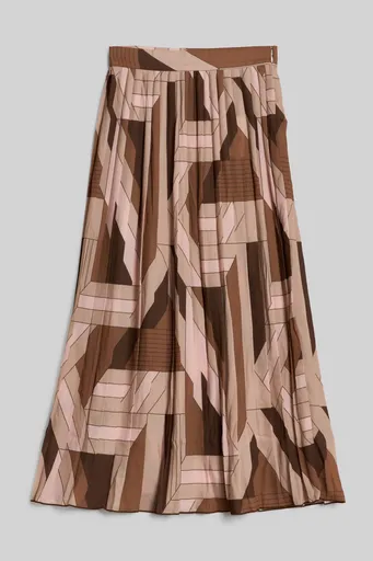 SUKNĚ GANT REG LETTERS PRINT PLEATED SKIRT ROASTED WALNUT