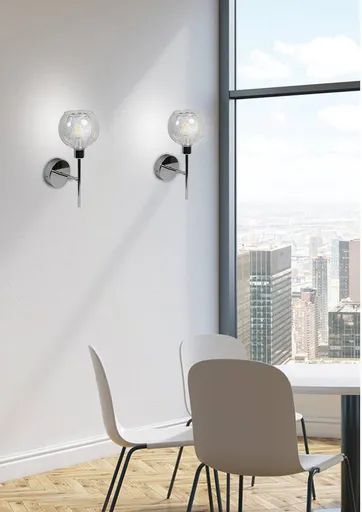 Nástěnná lampa ozzo chrom průhledné stínidlo