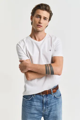 TRIČKO GANT SLIM SHIELD V-NECK T-SHIRT WHITE