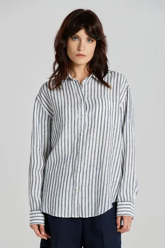 KOŠILE GANT REL STRIPED LINEN SHIRT EVENING BLUE
