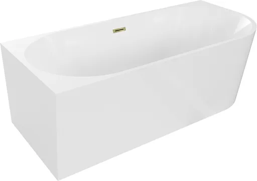 MEXEN/S Mia volně stojící rohová vana levá 180 x 80, bílá, sifon a přepad zlatá 52691808000L-50