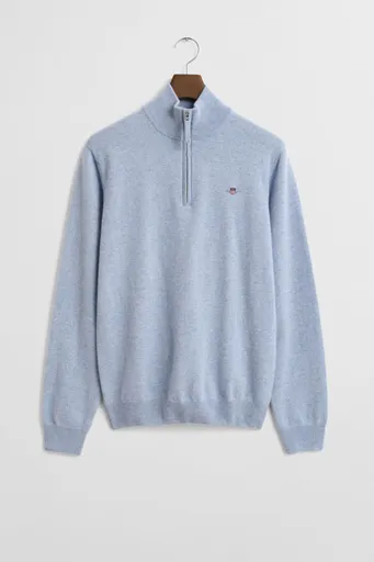 SVETR GANT SUPERFINE LAMBSWOOL HALF ZIP LT BLUE MELANGE
