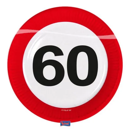 Talíře dopravní značka 60, 23 cm 8 ks/bal. - Folat