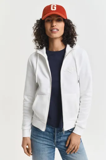 MIKINA GANT REG TONAL SHIELD ZIP HOODIE EGGSHELL