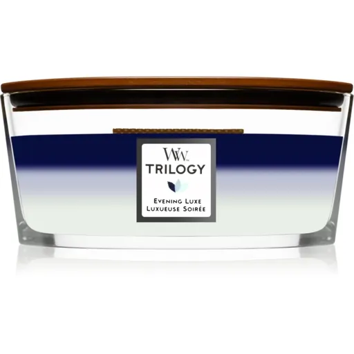 Woodwick Trilogy Evening Luxe vonná svíčka s dřevěným knotem (hearthwick) 453.6 g
