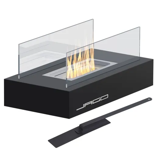 75429 JAGO Stolní krb nerezový, černý, 350 x 182 x 146 mm