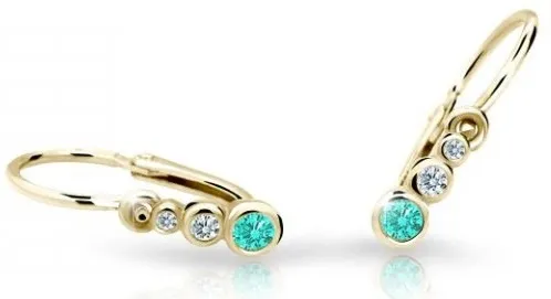 Cutie Jewellery Zlaté dětské náušnice C2255-10-X-1 světle zelená
