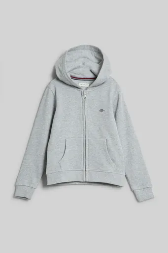 MIKINA GANT SHIELD ZIP HOODIE LIGHT GREY MELANGE