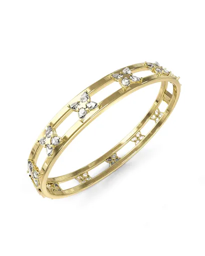 Guess Jemný pozlacený pevný náramek Wild Flower JUBB05497JWYGS
