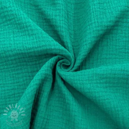 Dvojitá gázovina/mušelín dark teal ORGANIC