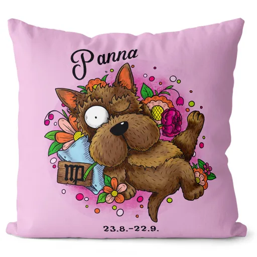 Polštář Psí znamení – panna (Velikost: 55 x 55 cm)