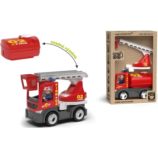 ECO MultiGO Fire 2+1 - Igráček hasič, auto, žebřík, cisterna