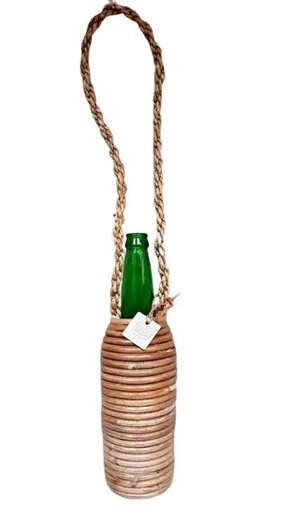 Skleněná zelená láhev na zavěšení - Ø 8*29 cm Ostatní