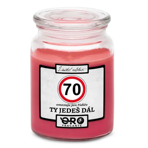 Svíčka Ty jedeš dál – výběr věku (věk: 70, Vůně svíčky: Višně v čokoládě)