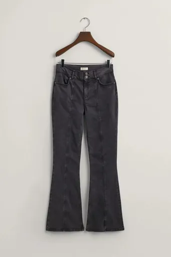 KALHOTY GANT LOW WAIST STRETCHY BOOTCUT PANTS BLACK