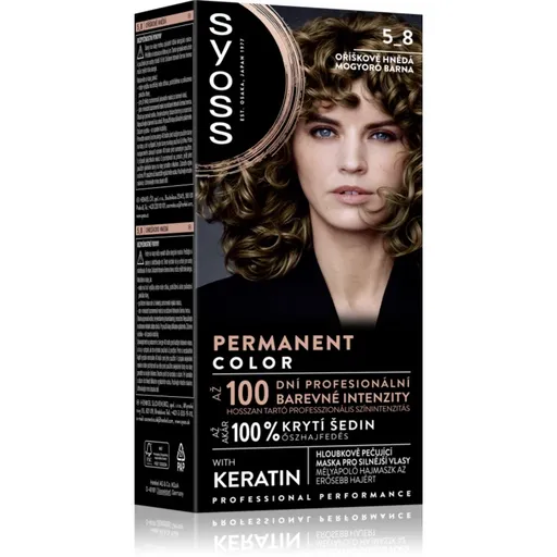 Syoss Permanent Color permanentní barva na vlasy odstín 5_8 Oříškově hnědý 1 ks