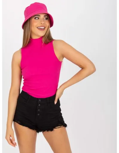 Růžový pruhovaný basic top s polokrkem RUE PARIS