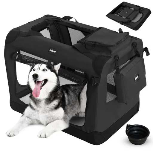 Leopet Přepravní box pro psy XXL, 91 x 63 x 63 cm, černý