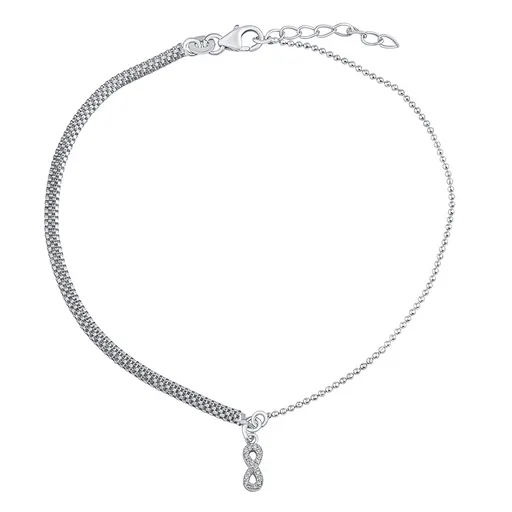 Silvego Stříbrný řetízek na nohu Ellie s infinity a Brilliance Zirconia ZT86751A
