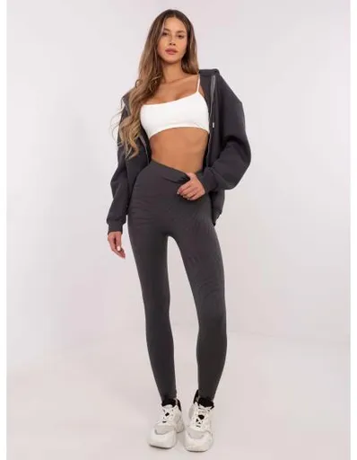 Tmavě šedé sportovní legíny s průhlednými pruhy