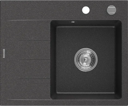MEXEN Ben granitový dřez 1 s odkapávačem pravý 600 x 500 mm, černá kropenatá, sifon chrom 6523605000-76