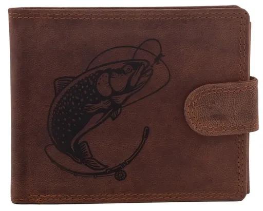 Mercucio peněženka světlehnědá vzor 49 pstruh s prutem