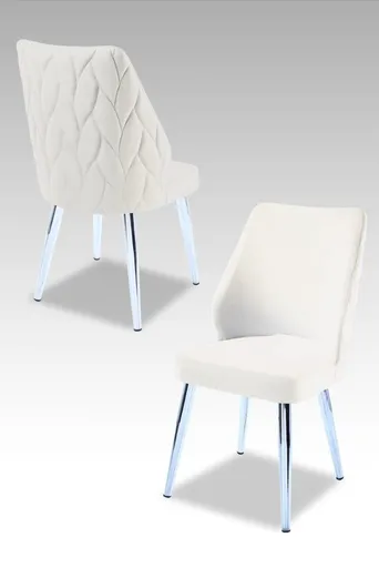 Sada židlí (2 kusy) Pufi - Cream, Chrome