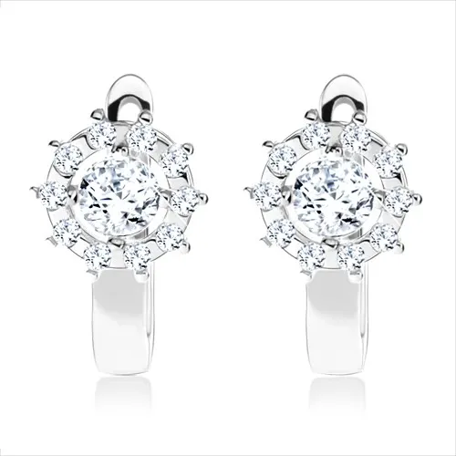 Náušnice ze stříbra 925, rhodiované, obrys slunce, čiré zirkony