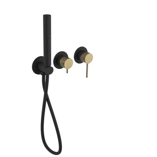 SAPHO ULTRASAN podomítková sprchová/vanová baterie s ruční sprchou, 2 výstupy, černá mat/zlato mat UT045VBG