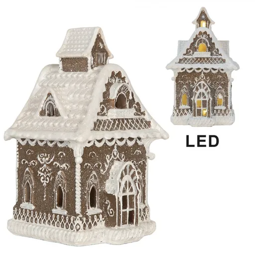 Perníkový LED domek kostel Gingerbread Cotti - 13*12*20 cm Clayre & Eef