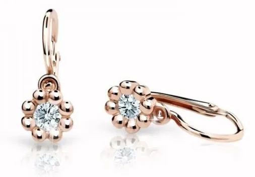 Cutie Jewellery Dětské náušnice z růžového zlata C2030-10-X-4 bílá