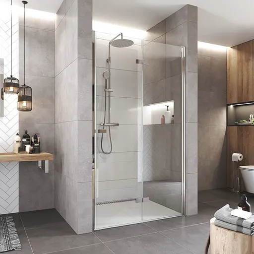 Mereo Sprchové dveře, Novea, zalamovací, 100x200 cm, chrom ALU, sklo Čiré, pravé provedení CK10833ZP