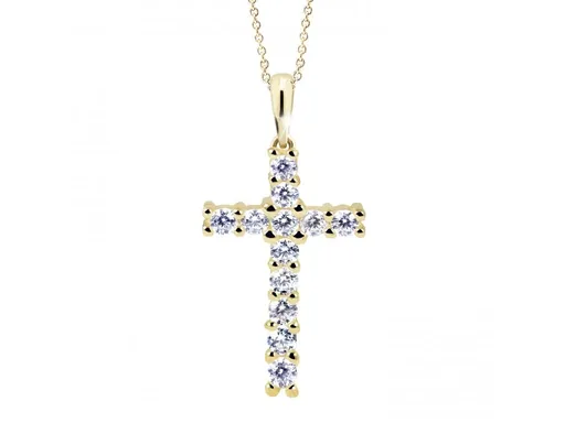 Cutie Diamonds Přívěsek ze žlutého zlata s diamanty Křížek DZ60100-40-00-X-1