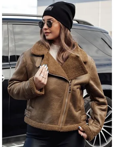 Dámská semišová bunda SOFTSTILL s bundou z ovčí kůže velbloudí barva