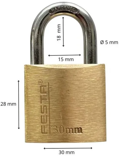 Zámek visací mosazný, 30 mm, zesílený (123130)
