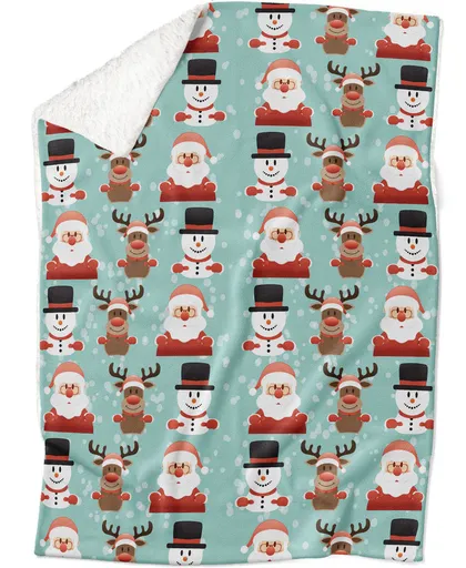 Deka Vánoční panáčci (Rozměr : 200 x 140 cm, Podšití beránkem: ANO)