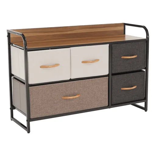 Komoda s látkovými šuplíky HAZEL TYP 4, hnědá, S