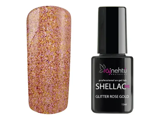 Ráj nehtů UV gel lak Shellac Me 12ml - Glitter Rose Gold