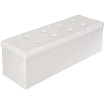 Taburet skládací s úložným prostorem 110×38×38cm, bílá (401823)