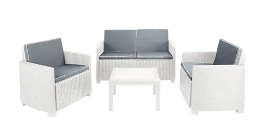 Progarden Zahradní ratan set Arena Bianco pohovka + 2 křesla + stůl + polstry bílá