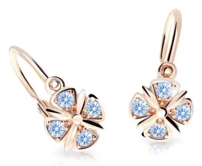 Cutie Jewellery Slušivé dětské náušnice z růžového zlata C2245-10-X-4 světle modrá
